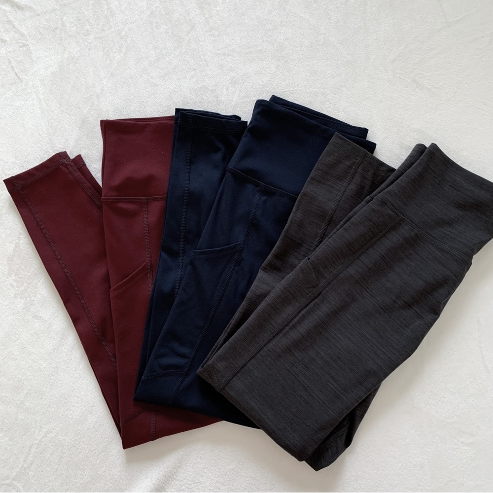 NWOT American Eagle Women’s Navy, Maroon, & Grey Leggings Bundle (3) Size M